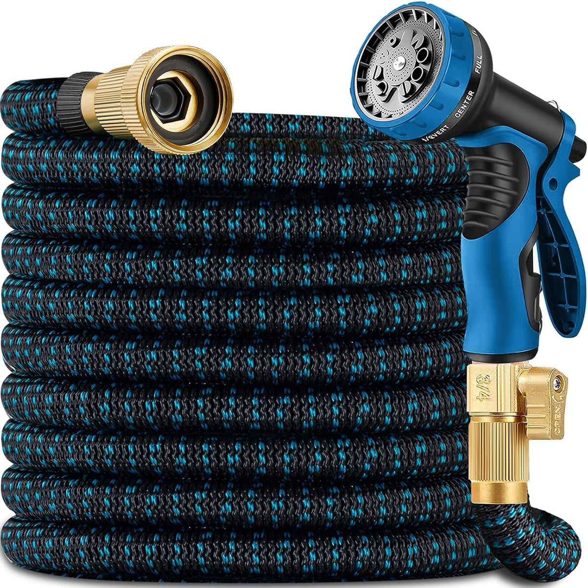 100 Ft Expandable Garden Hose - Superior Strength 3750D - 3 -Layer Latex Core Garden Hoses - Expanding Water Hoses - Extra Strong Brass Connectors/Storage Bag