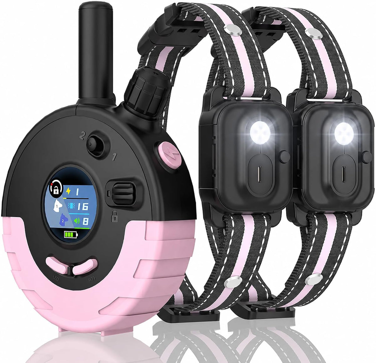 Dog Shock Collar with Remote, 3300FT Range, 2 Receiver Collars (Pink)