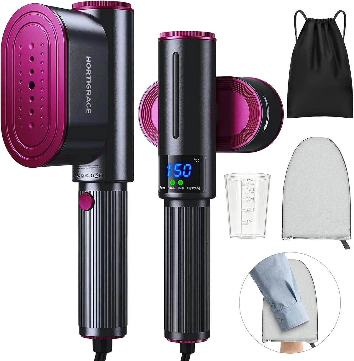 Travel Steamer for Clothes, 2-In-1 Steam Iron & Garment Steamer