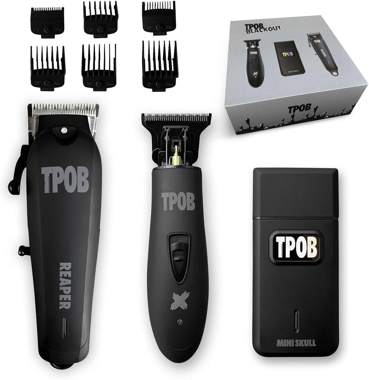 TPOB Slime 2 Professional Hair Clippers for Men - Barber Clippers and Trimmers Set with Foil Shaver, 6800 RPM Cordless Hair Cutting Kit, Fade Clippers with Matte Grip Case & X Fade Blade (Black Pack)