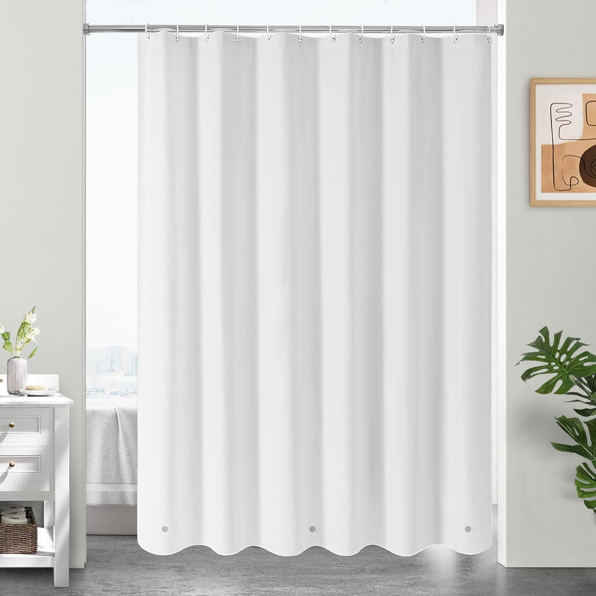 Shower Curtain Liner 72" W X 72" L, Waterproof Washable Fabric Shower Curtain Liner, Bathroom Curtain 72" W X 72" L