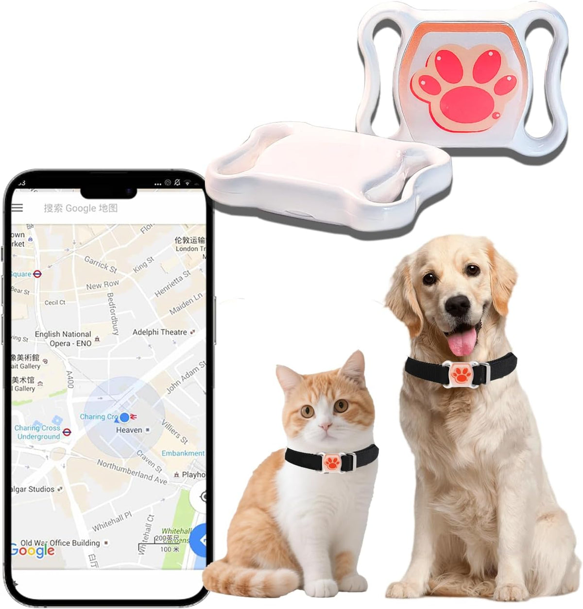 GPS Tracker for Dogs & Cats - No Monthly Fee, Waterproof Real-Time Tracking Collar for Pets, Kids,Luggage & Assets | 367-Day Battery Life | Ios & Android Compatible | Anti-Lost Device