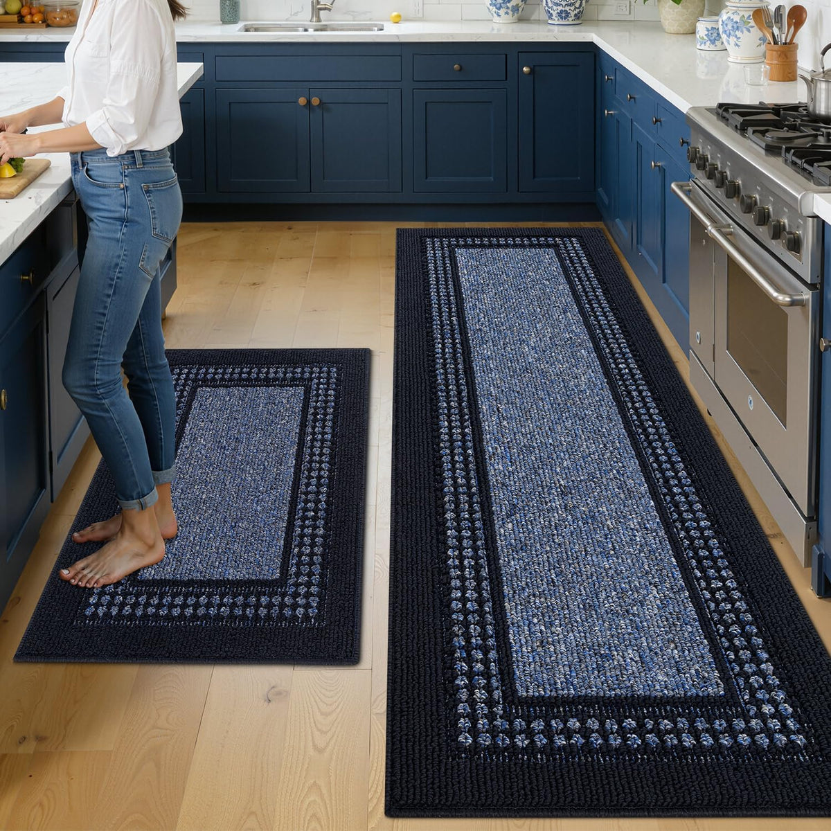 Hicorfe Kitchen Runner Rugs,Set of 2 Non Slip Kitchen Mats for Floor