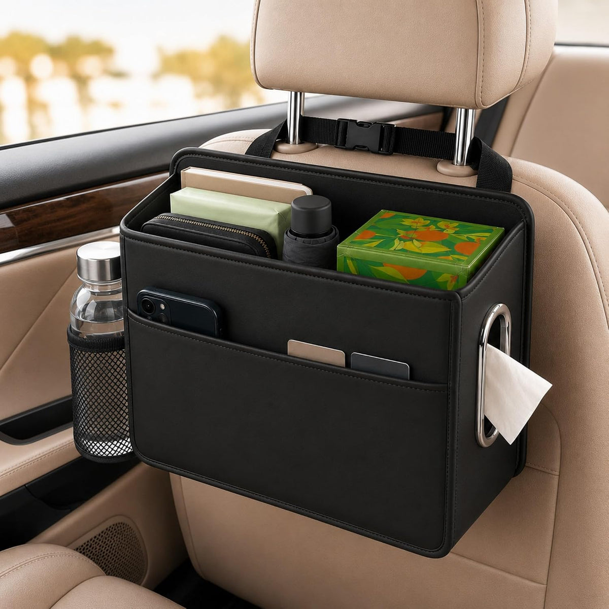 Noaman Large Car Seat Storage Organizer with Tissue Holder 1 Pack
