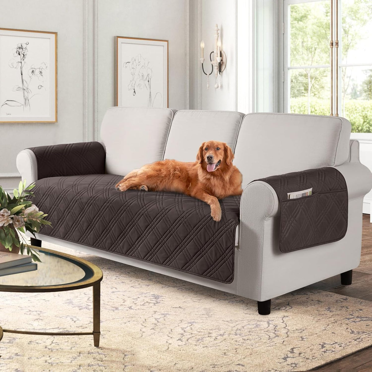 TAOCOCO Waterproof Couch Covers for Dogs, Non Slip Pet Sofa Cover, 3 Seater