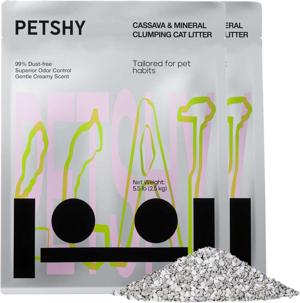 38% Cassava & 62% Bentonite Cat Litter for Automatic Boxes – Firm Clumping, Non-Stick Bottom, Superior Odor Control, 11 Lb (5.5Lbx2Bags)