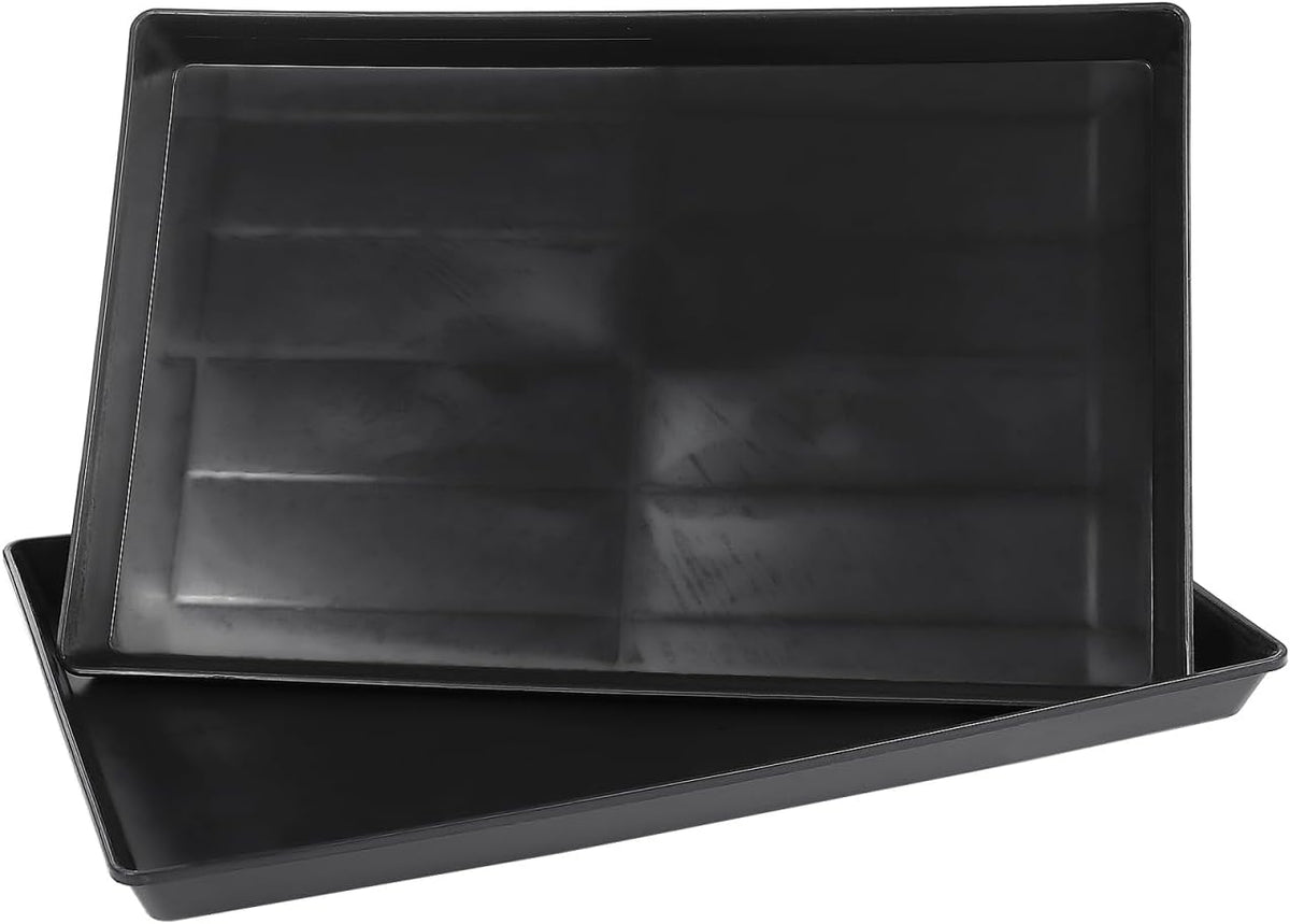 POPETPOP Dog Crate Tray Replacement : 2Pcs Plastic Replacement Tray for Dog Crate - Cage Bottom Pan for Potty Training, Easy to Clean, 17.29X11.20X1.18In (Black)