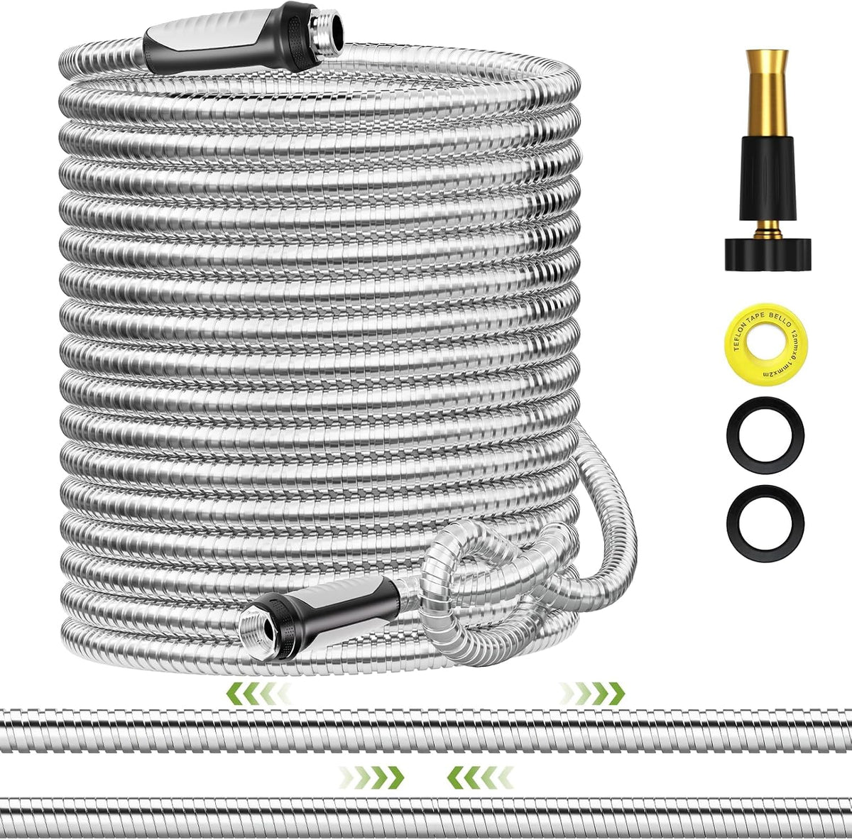 SPECILITE Expandable Metal Garden Water Hose 75 FT with Adjustable Nozzle