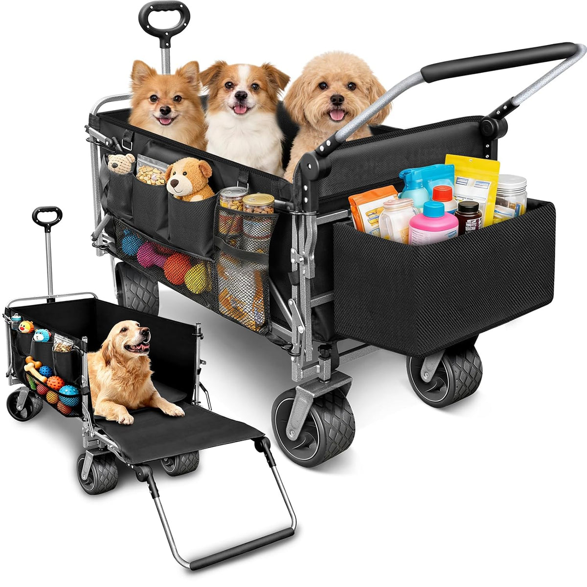 Folding Large Dog Wagon Cart for Senior, Elderly, Injured & Arthritic Dogs