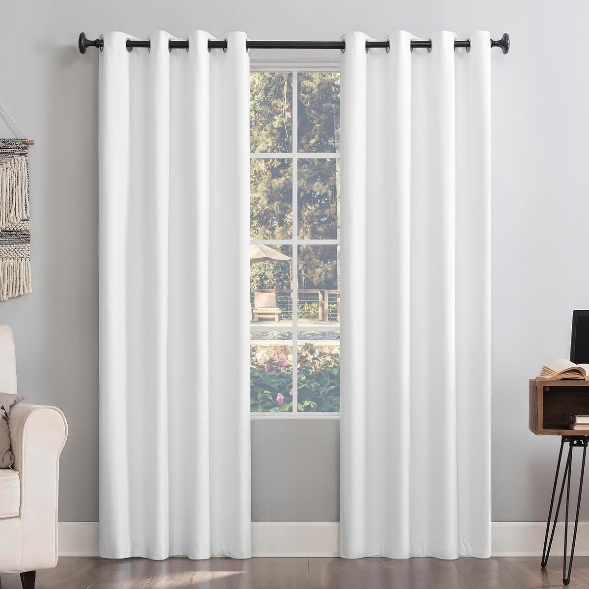 Sun Zero Columbia 2-Pack Thermal Energy Saving 100% Blackout Grommet Curtain Panel Pair, 50" X 84", Dove White