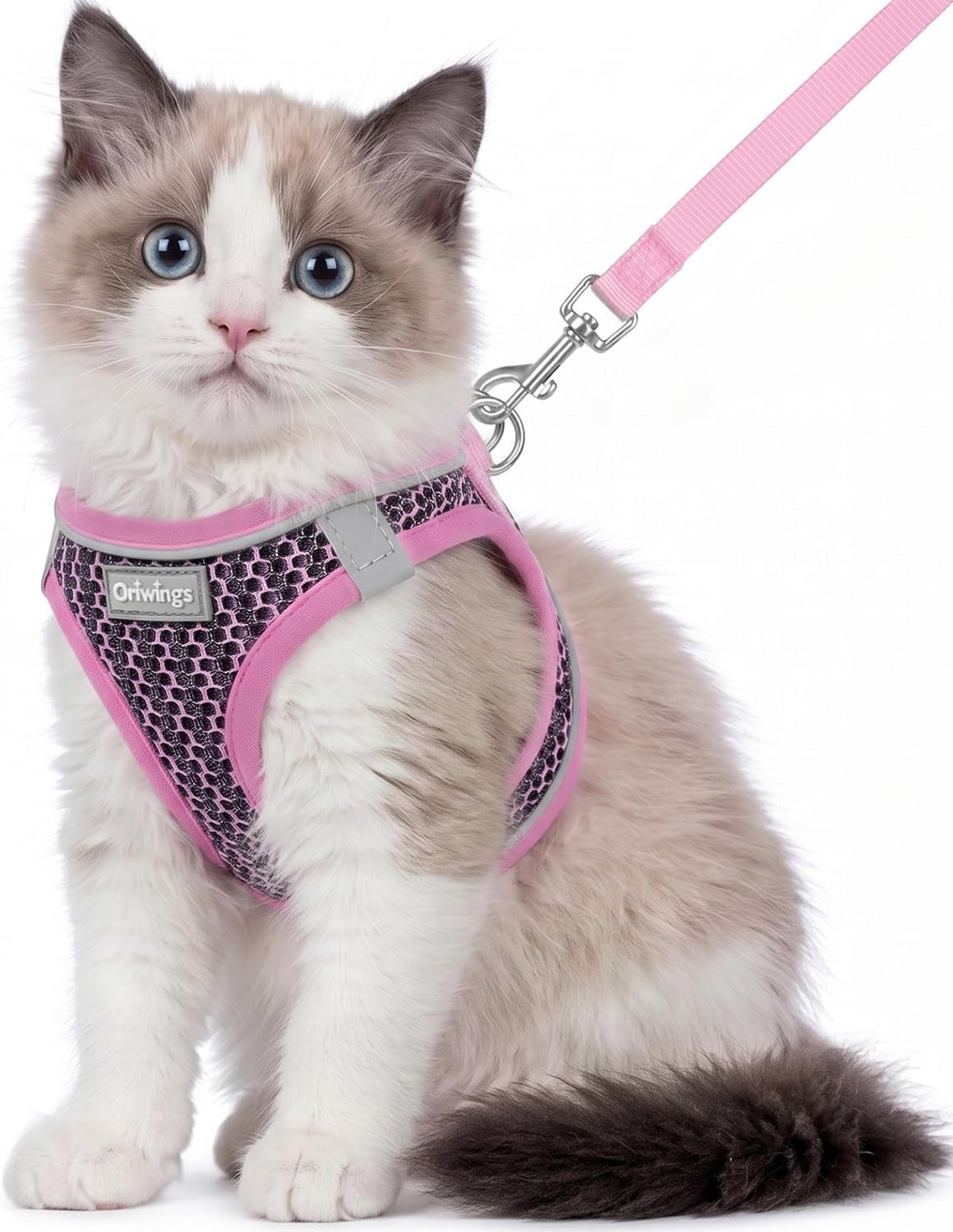 Cat Harness and Leash Set, Step-In Soft Vest, Pink, S