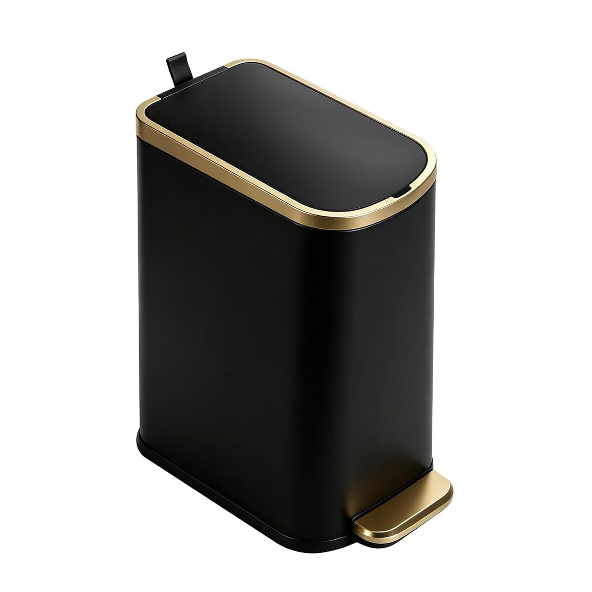 ELPHECO Bathroom Trash Can with Lid, 3.2 Gal, Soft Close, Black and Golden