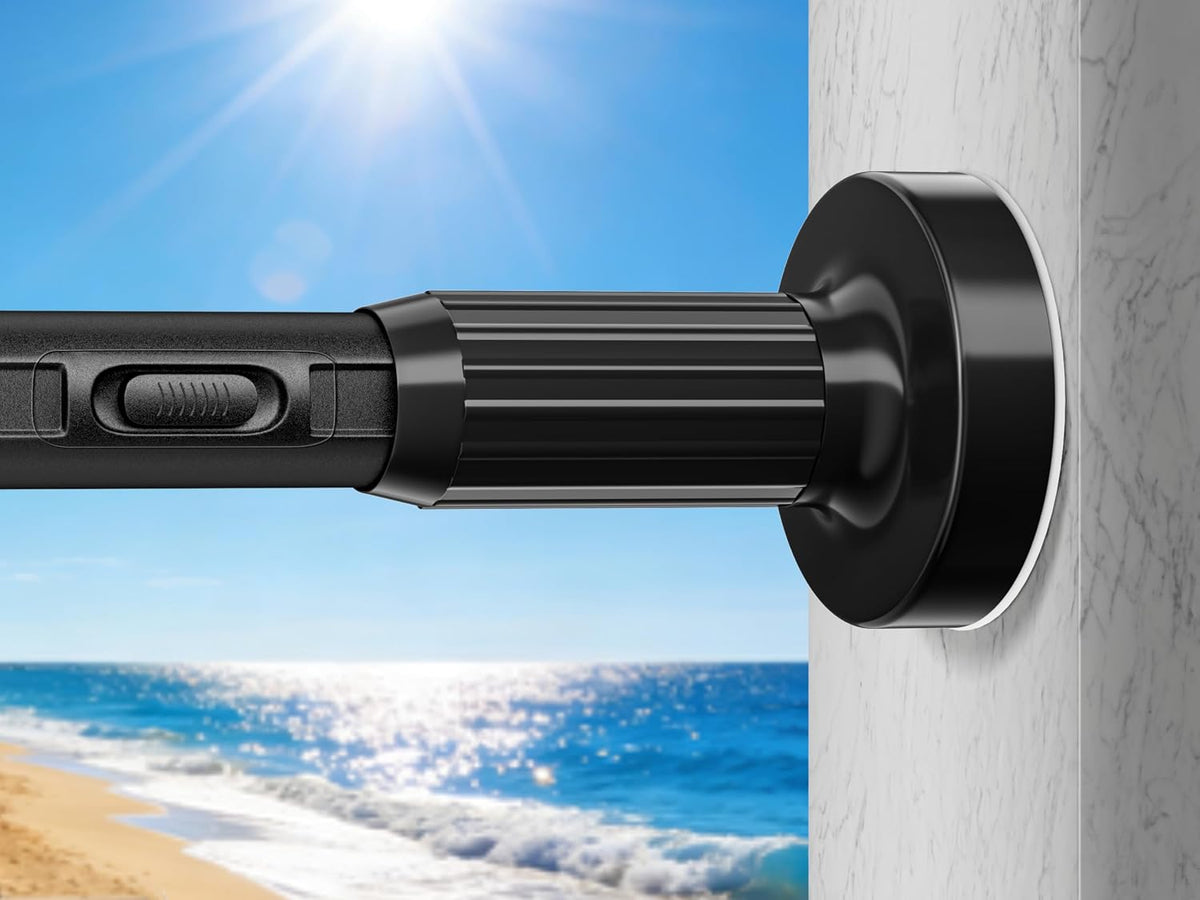 Tension Curtain Rod 41-122 In-88Lb Outdoor Extra Long Tension Rod No Drilling for Window or Bathroom Patio, Adjustable Heavy Duty Shower Curtain Rod, Easy to Install, Never Rust, Non-Slip-Black