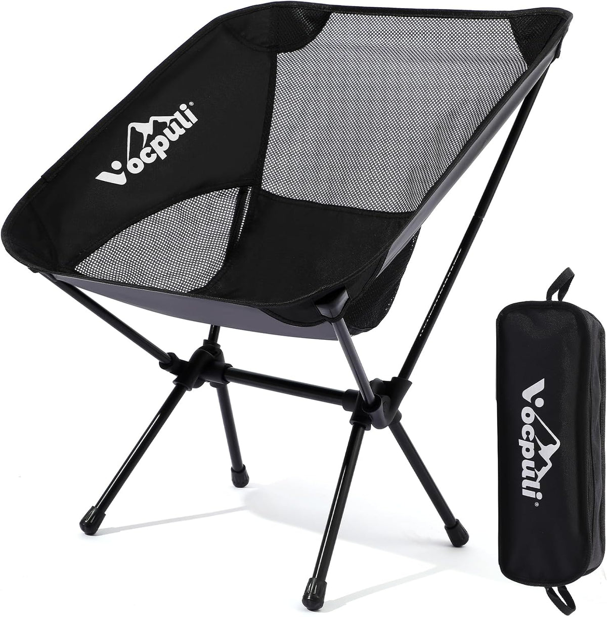 Camping Chair, Lightweight Folding Backpacking Hiking Chair, Compact Portable 330 Lbs Capacity,Gifts for Men (Black -1Pack