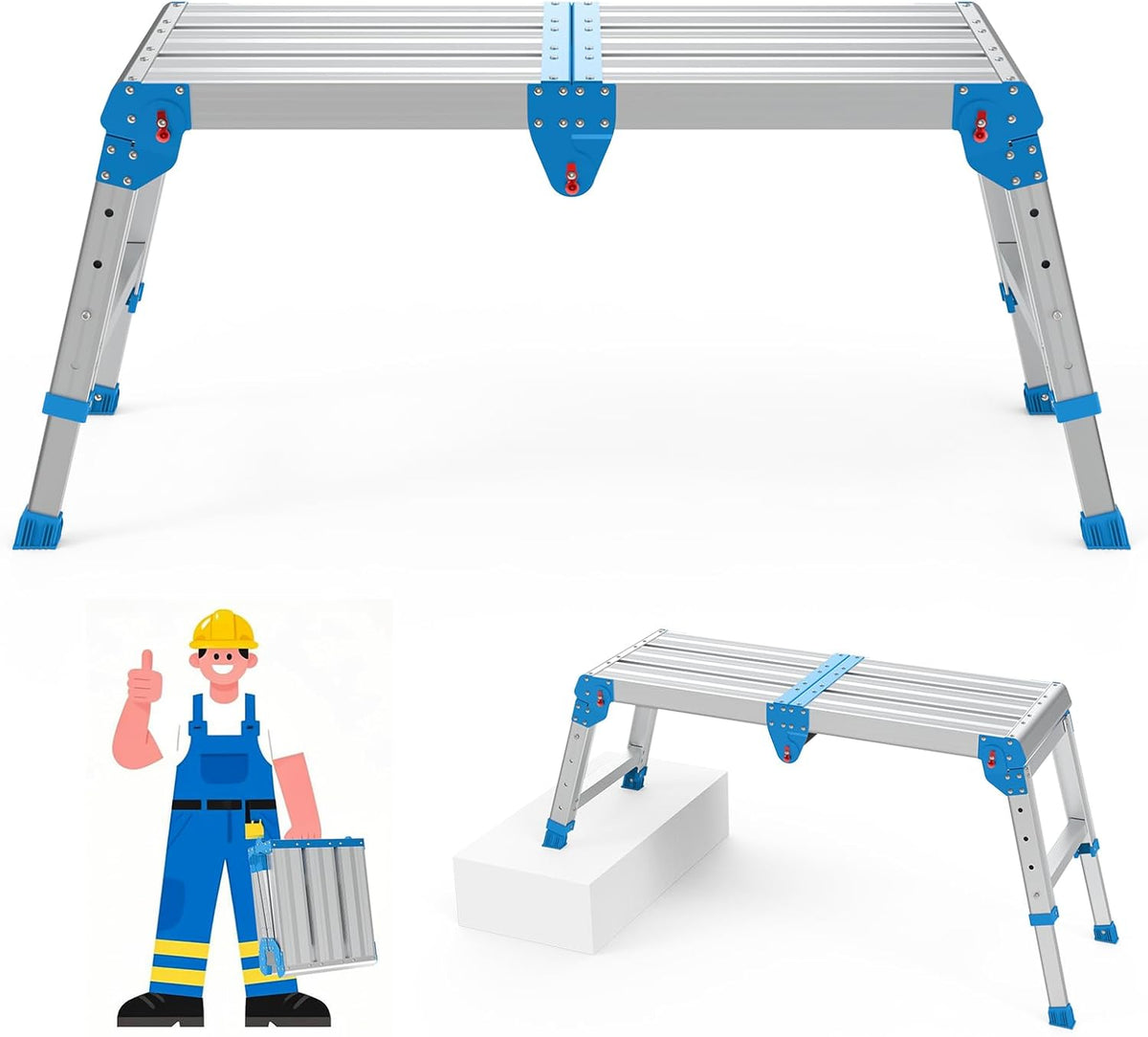 Loyoda Folding Work Platform, 500 Lbs Capacity, One-Touch Fold, Larger Blue