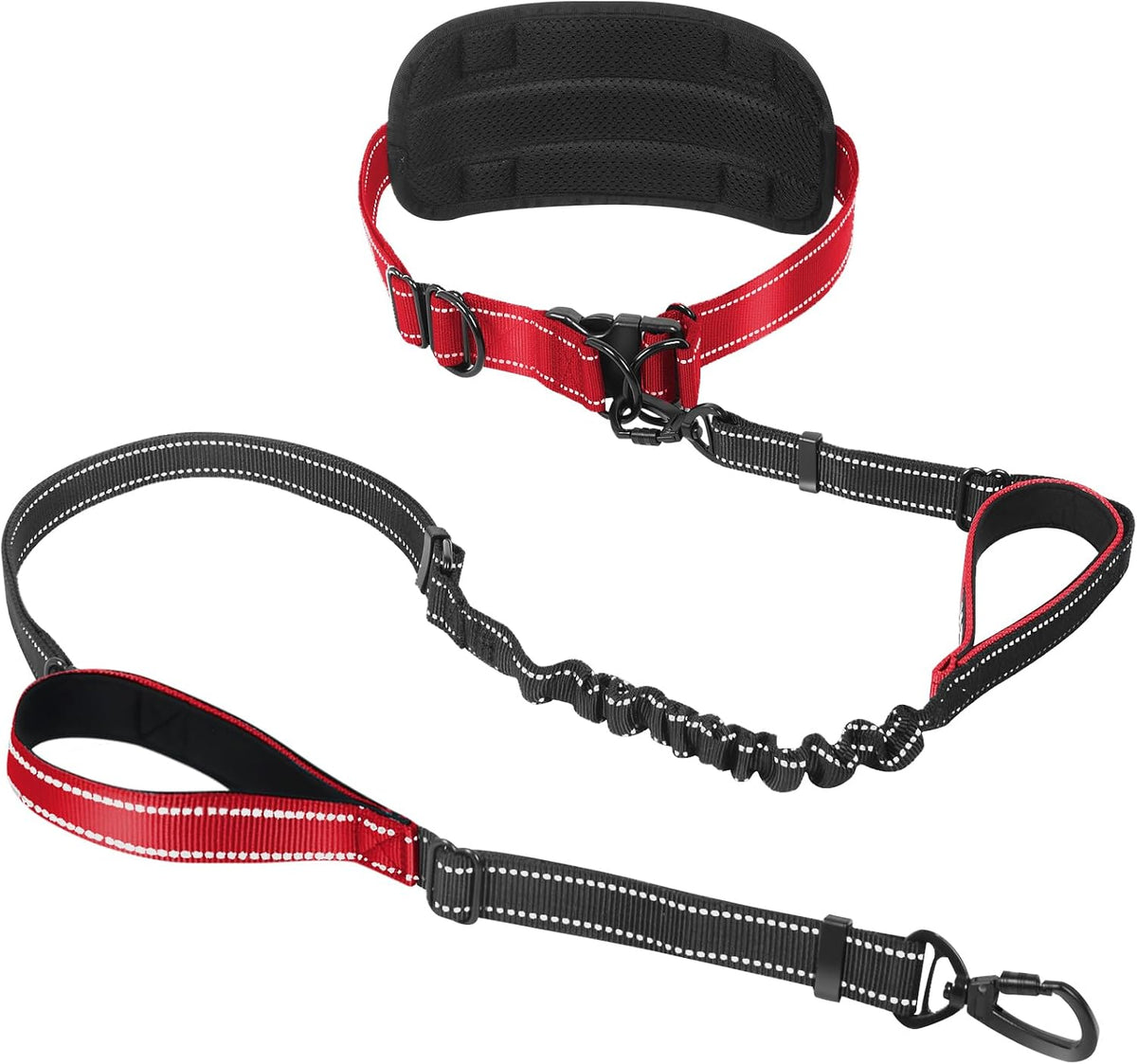 Hands Free Waist Dog Leash, 6-8FT Bungee Leash for 40-125Lbs Dogs Walking