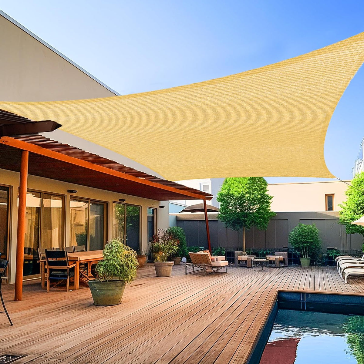 Shade&Beyond 8'X10' Sun Shade Sail Sand Rectangle