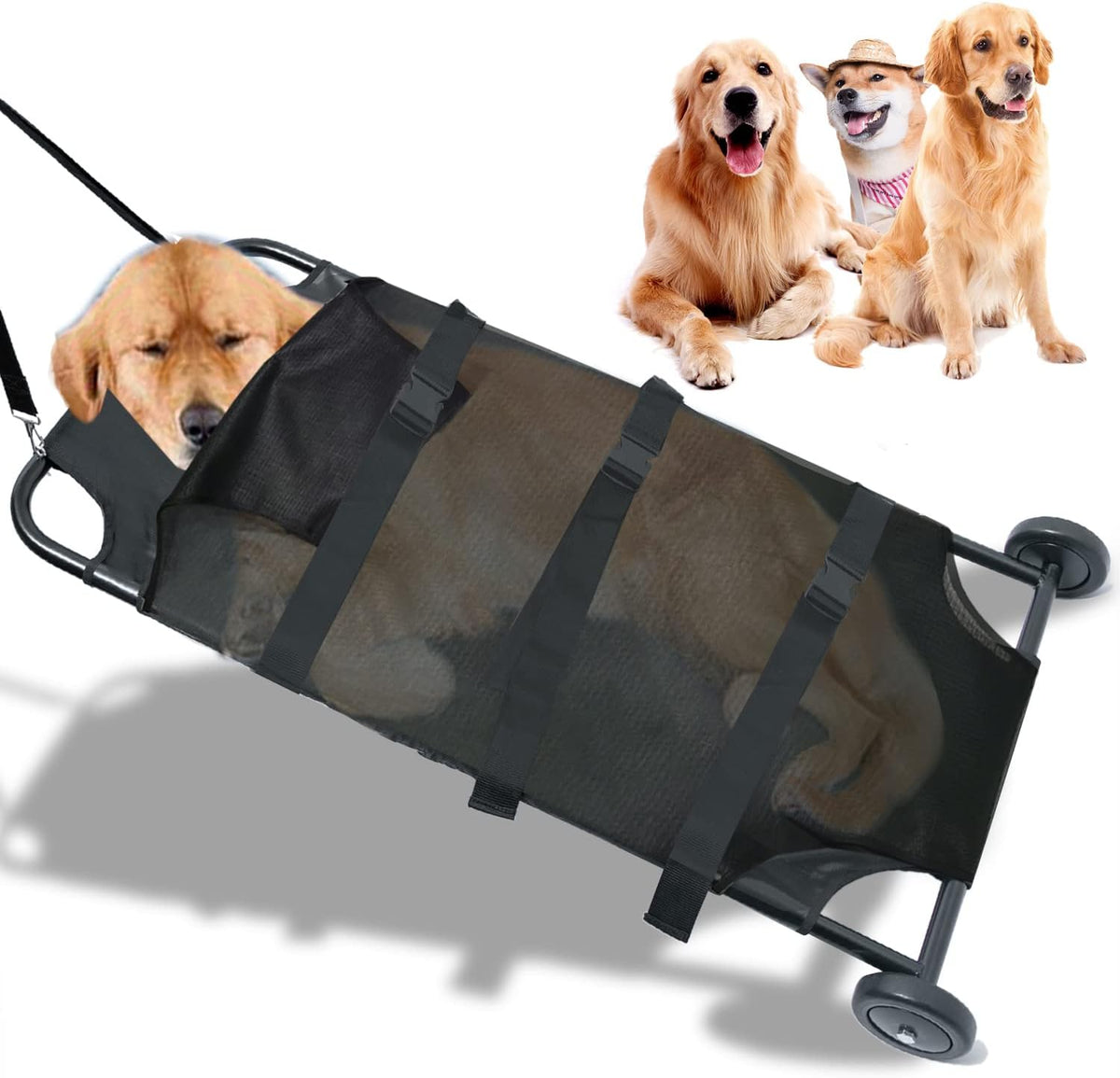 Max Loading 250Lbs Large Dog Stretcher with Noiseless Wheels, 45X22 Inch Pet Transport Trolley Animal Gurney Carrier(Unfoldable)