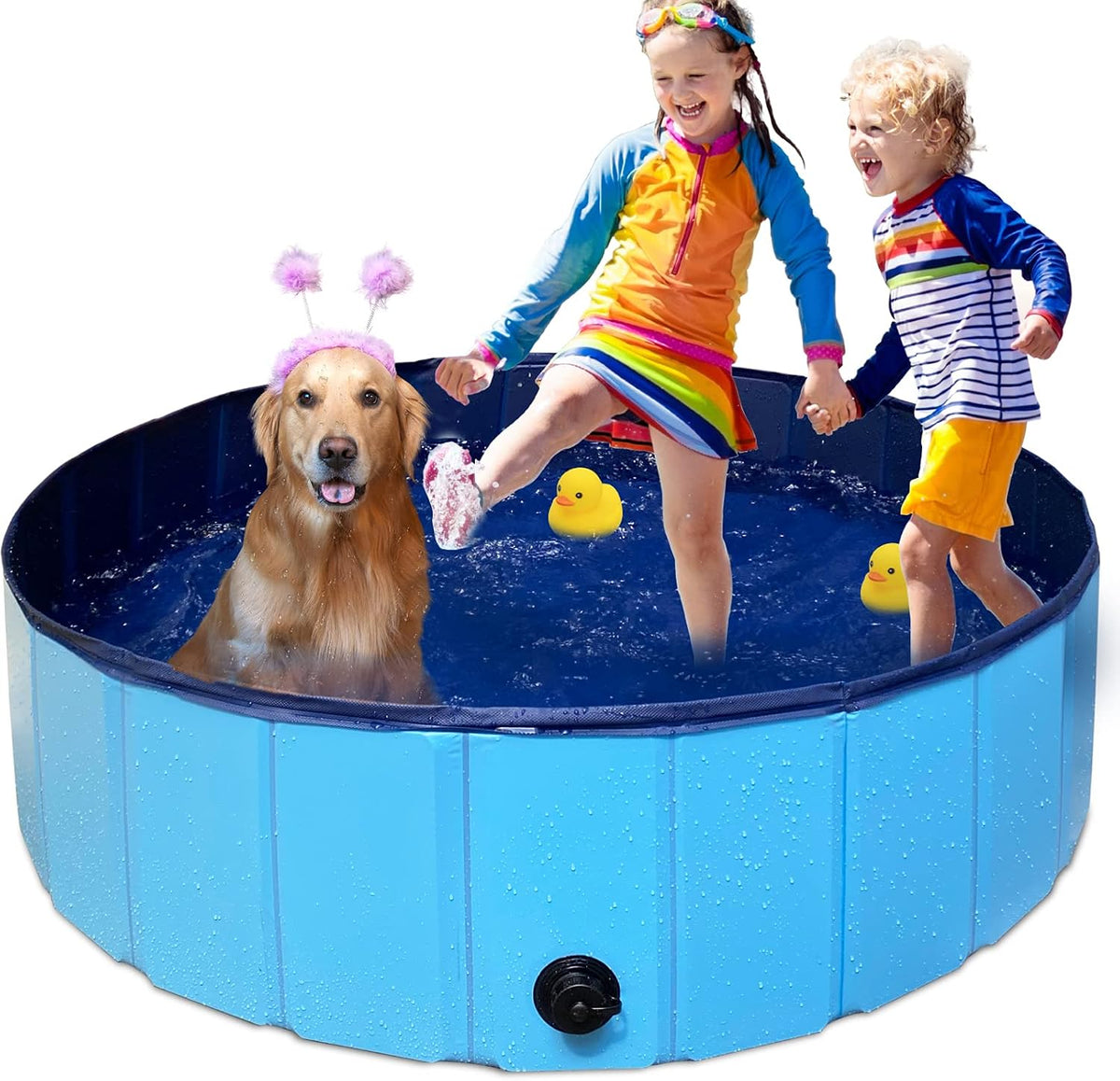 Foldable Dog Pet Bath Pool,Hard Plastic Collapsible Pet Bath Tub & Wading Pool or Dogs and Cats for Indoor/Outdoor Use,Grey 47X12 Inches