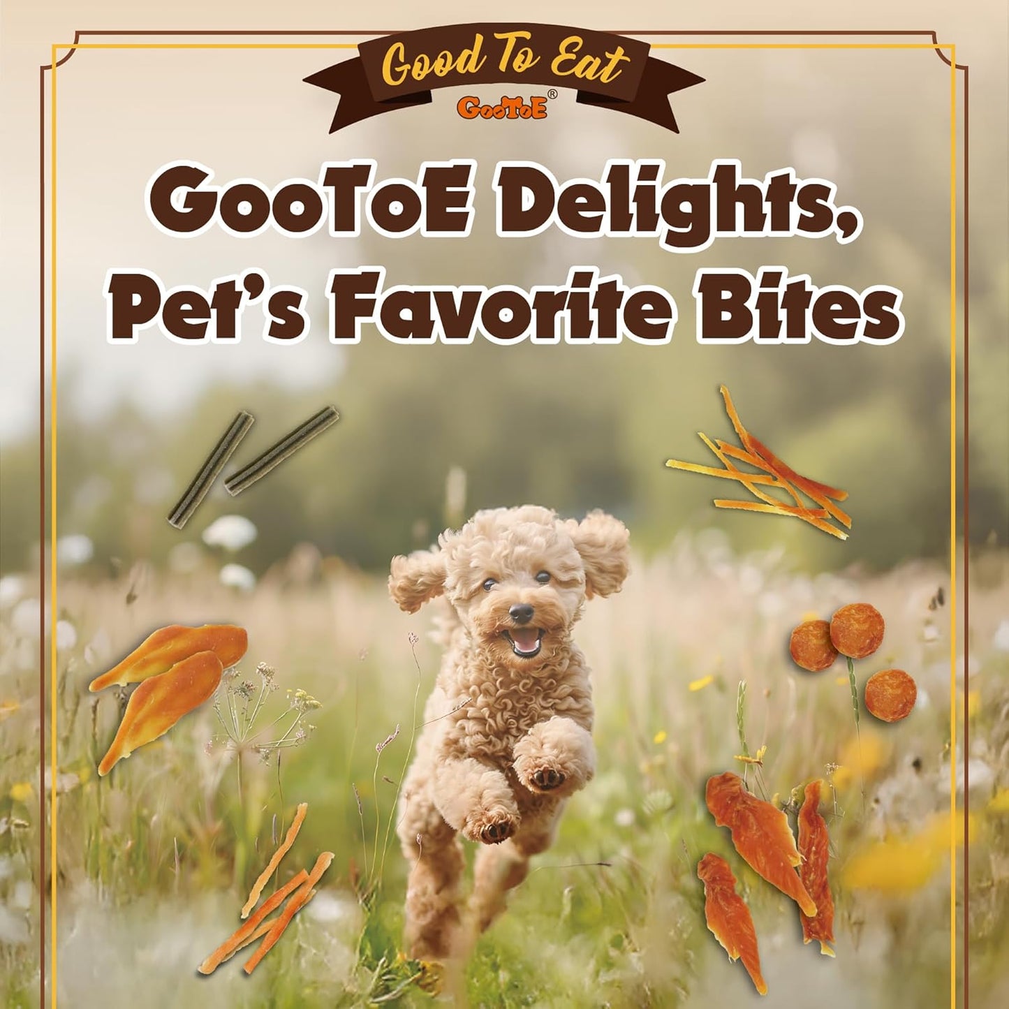 Gootoe Dog Treats, Chicken Jerky for Dogs - Dog Training Treats; High-Protein, Gluten-Free, Hypoallergenic, Grain-Free, Chicken Breast, 1 Lb
