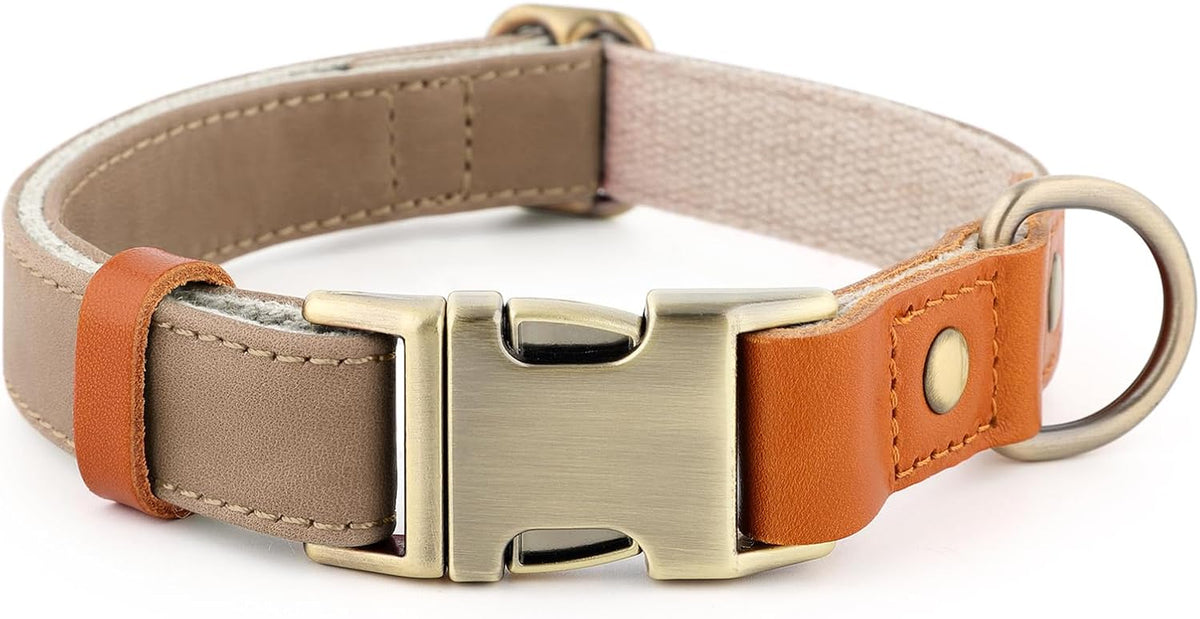 Plutus Pet Genuine Leather & Hemp Dog Collar, Adjustable, Gentle & Stylish