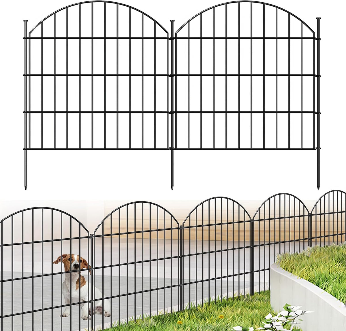 Metal Garden Fence 28 in X 11.7 Ft, Dog Fence Outdoor for Yard