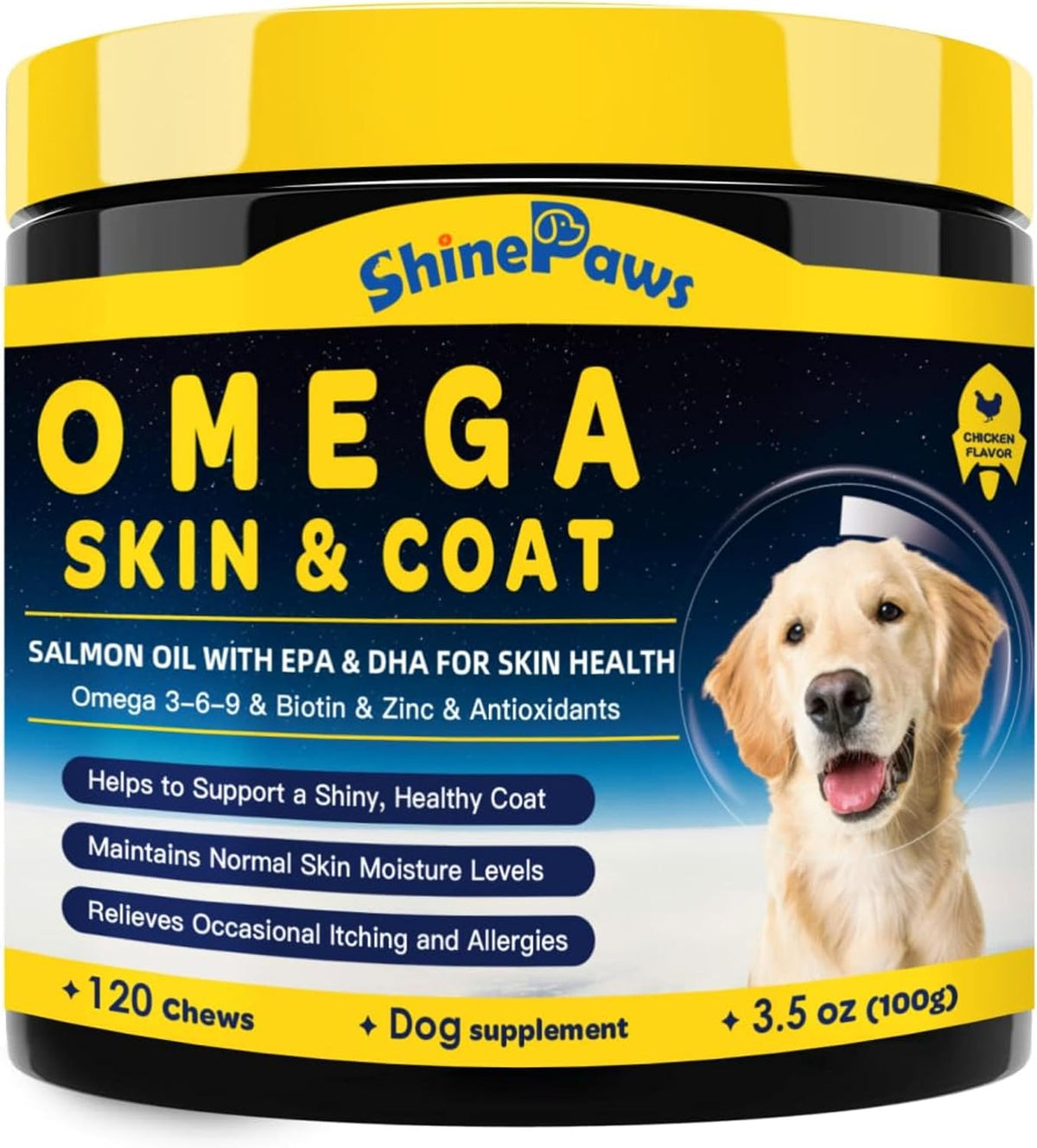 Omega 3 Salmon Oil for Dogs, Chicken Flavor, 120 Count