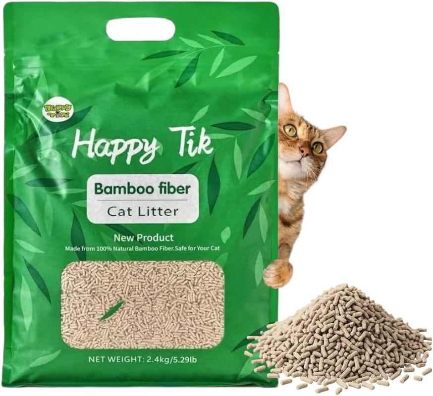 Plant-Based Bamboo Fiber Cat Litter, Green & Eco Friendly, Powerful Odor Control, No Chemicals, Instant Clumping, 99% Dust Free, 5.3Pounds, Fresh Bamboo Scent
