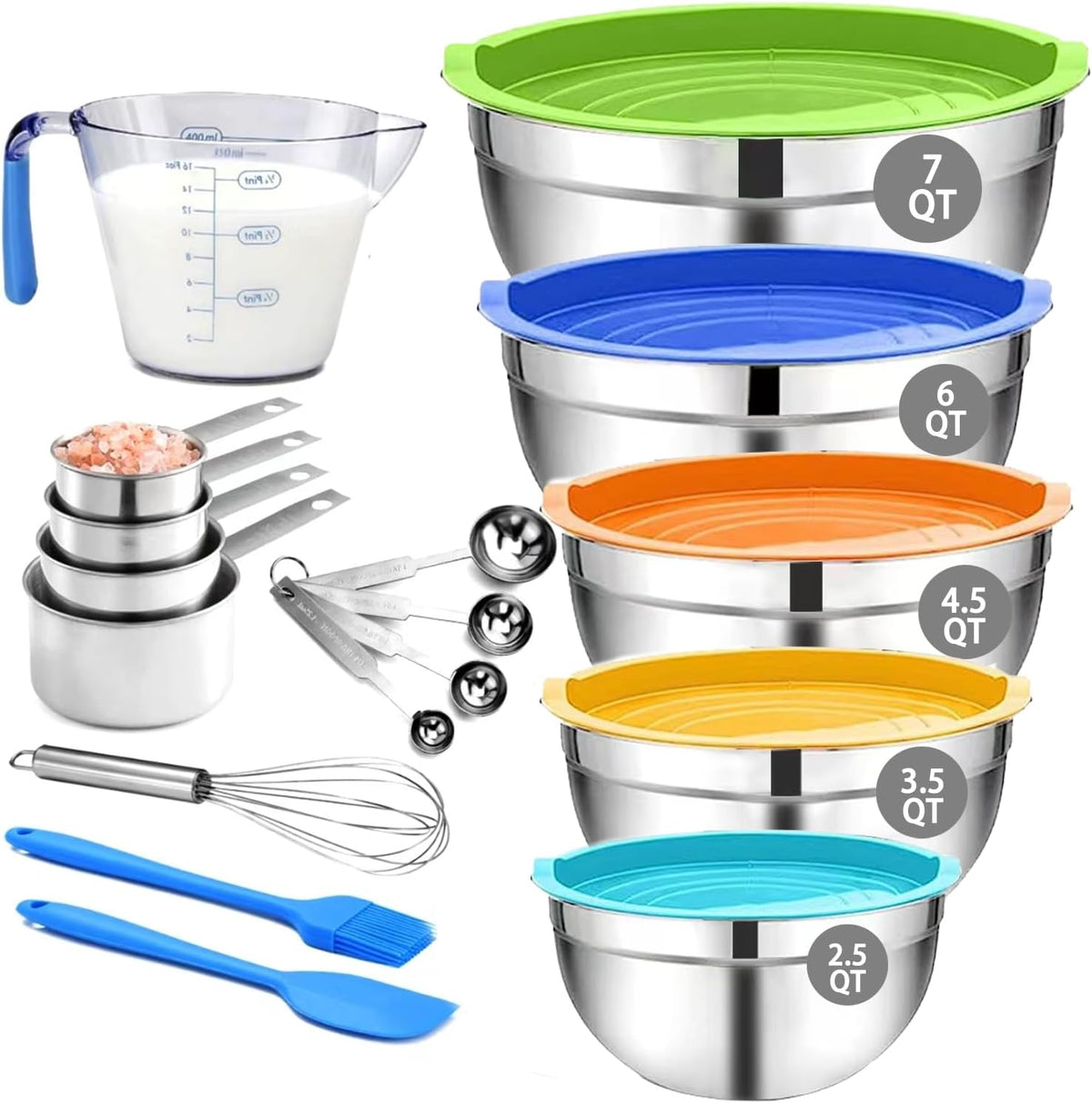 Mixing Bowls Set, 22PCS Stainless Steel Bowl with Lid Set for Kitchen Prep