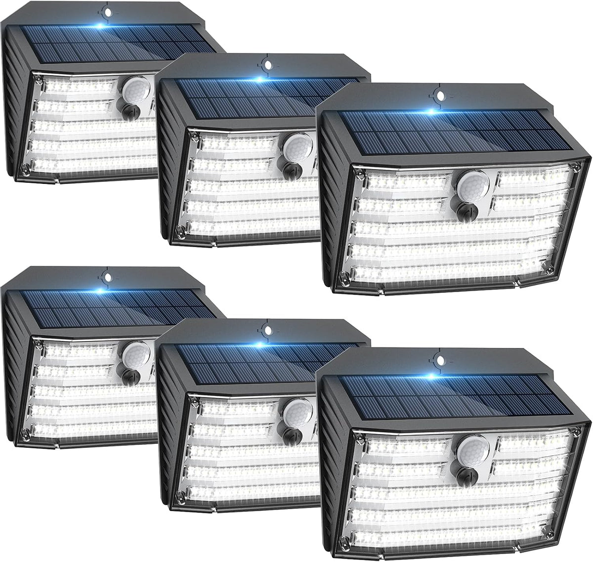 Solar Motion Lights Outdoor, Ultra Bright Solar Fence Lights with Motion Sensor, IP65 Waterproof Security Light 3 Modes, 270° Lighting Angle, Wall Lights for Deck Patio Fence Garage Door (6 Packs)