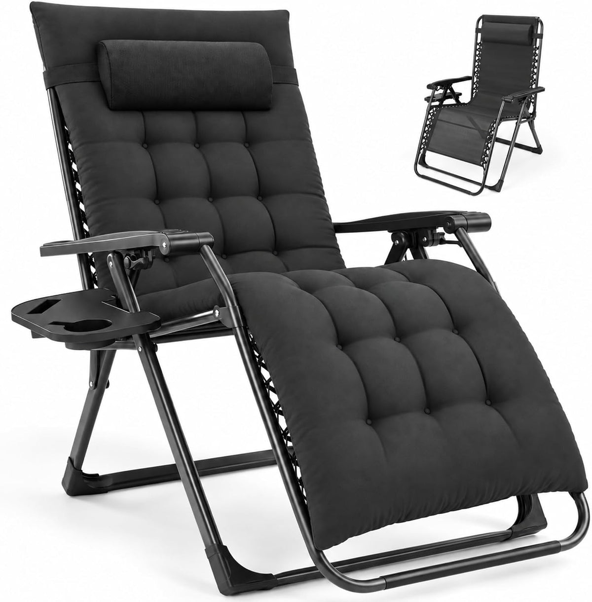 NEWBULIG Zero Gravity Chair, Folding Patio Recliner with Cup Holder Trays