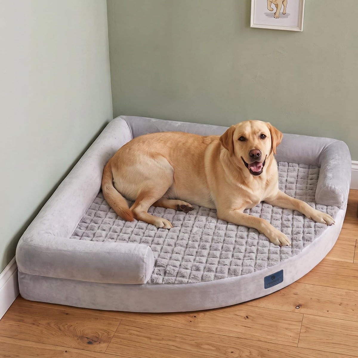 Veehoo Corner Dog Bed, 42" Orthopedic Washable Dog Bed for Large Size Dogs
