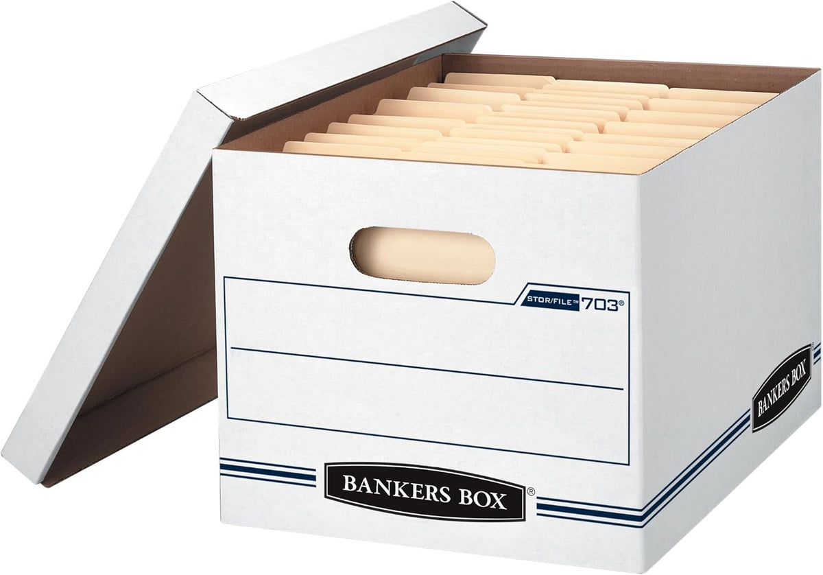 Bankers Box 4-Pack Basic-Duty File Storage Box with Lid, Letter/Legal