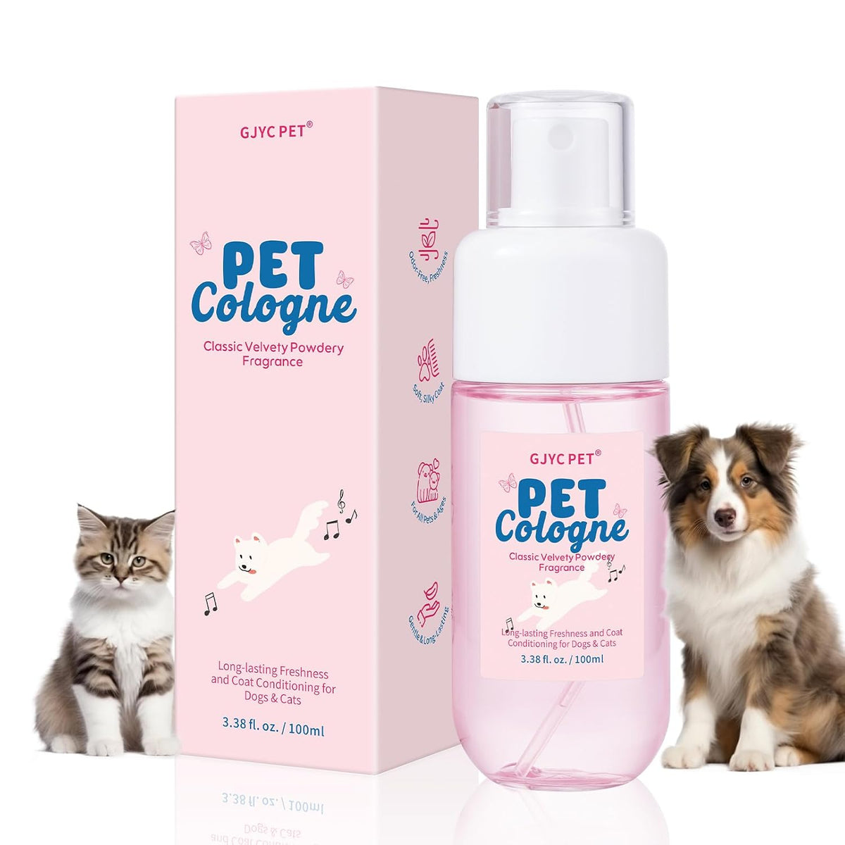 Dog & Cat Cologne | Long-Lasting Classic Powdery Scent | Fur-Conditioning, Non-Sticky Odor Control Formula | Travel-Friendly, 3.38 Fl. Oz