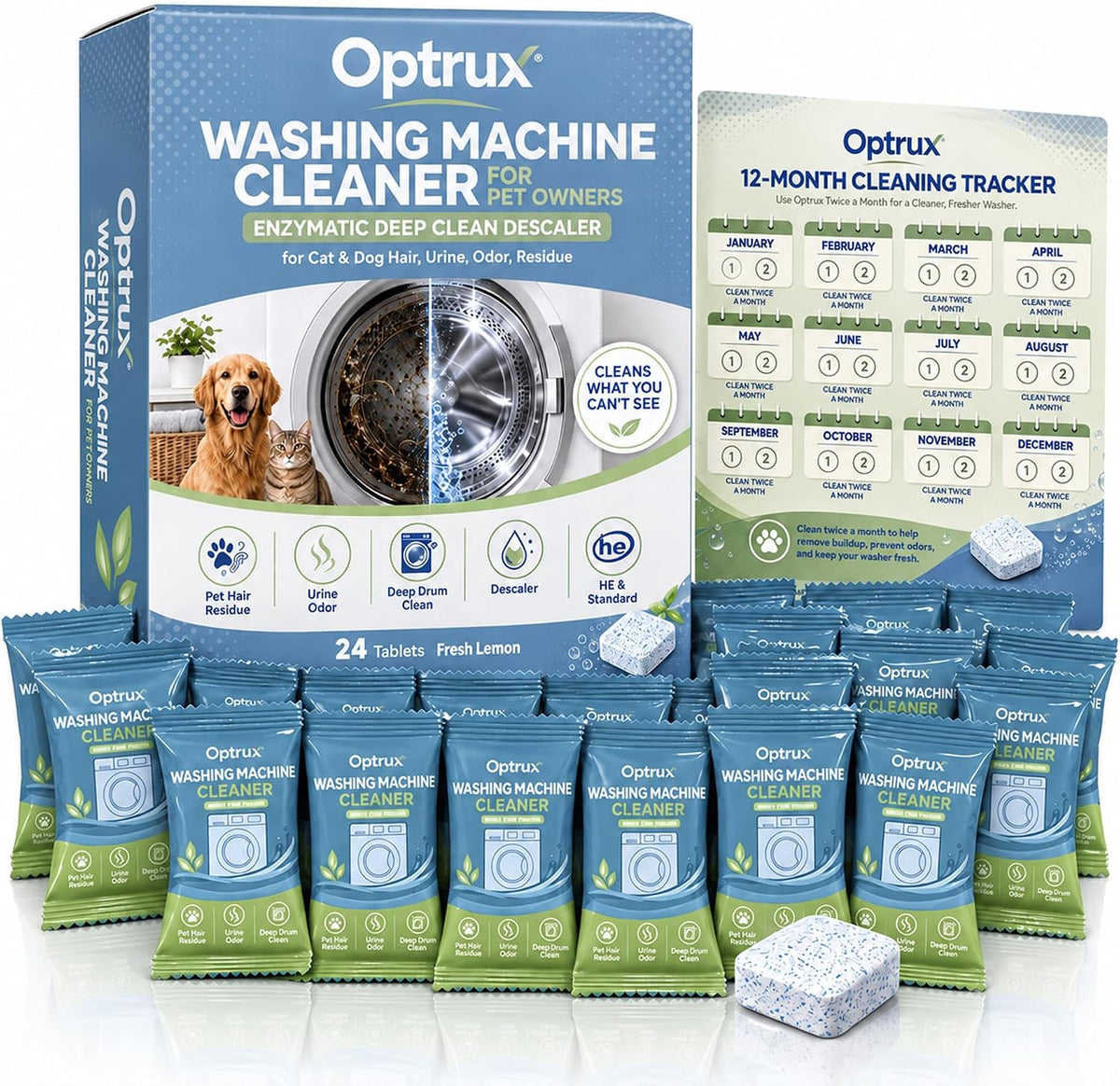 Washing Machine Cleaner for Pet Owners,Lemon