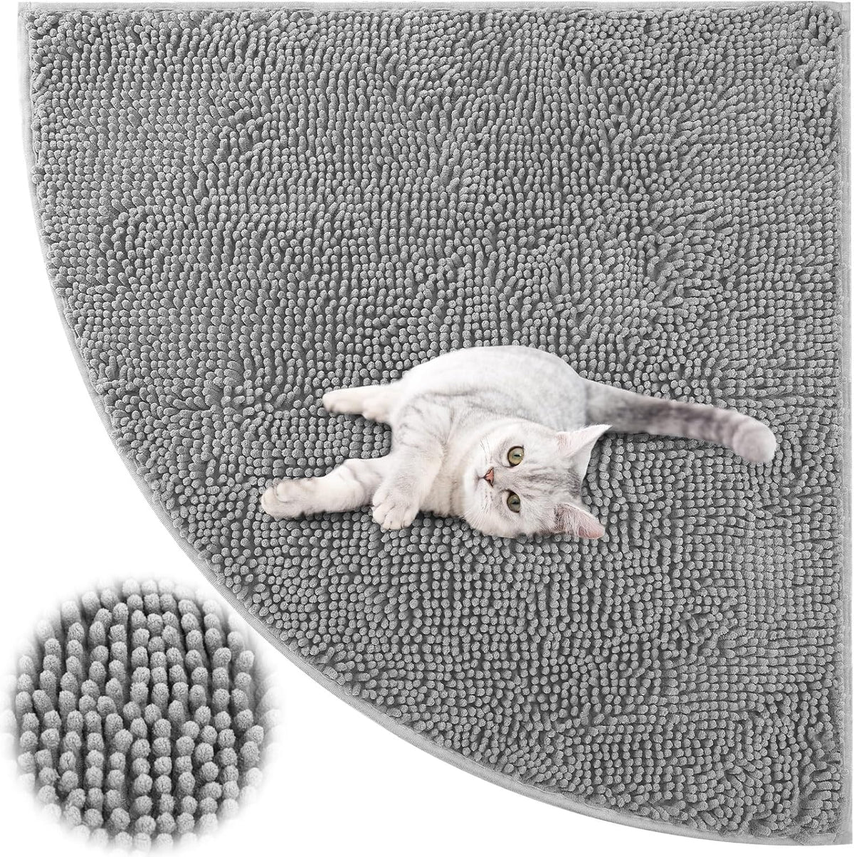 Tinideya Corner Cat Litter Mat Trapping Waterproof Non Slip, Light Gray