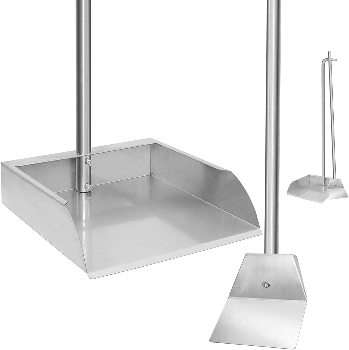 Heavy Duty Stainless Steel Pooper Scoopers Set,33.4 ‘’ Dustpan and Spade Poop Scoop Set for Indoor Outdoor Cleaning Easy Wash,Extremely Durable Upright Standing Garbage Shovel for Pet