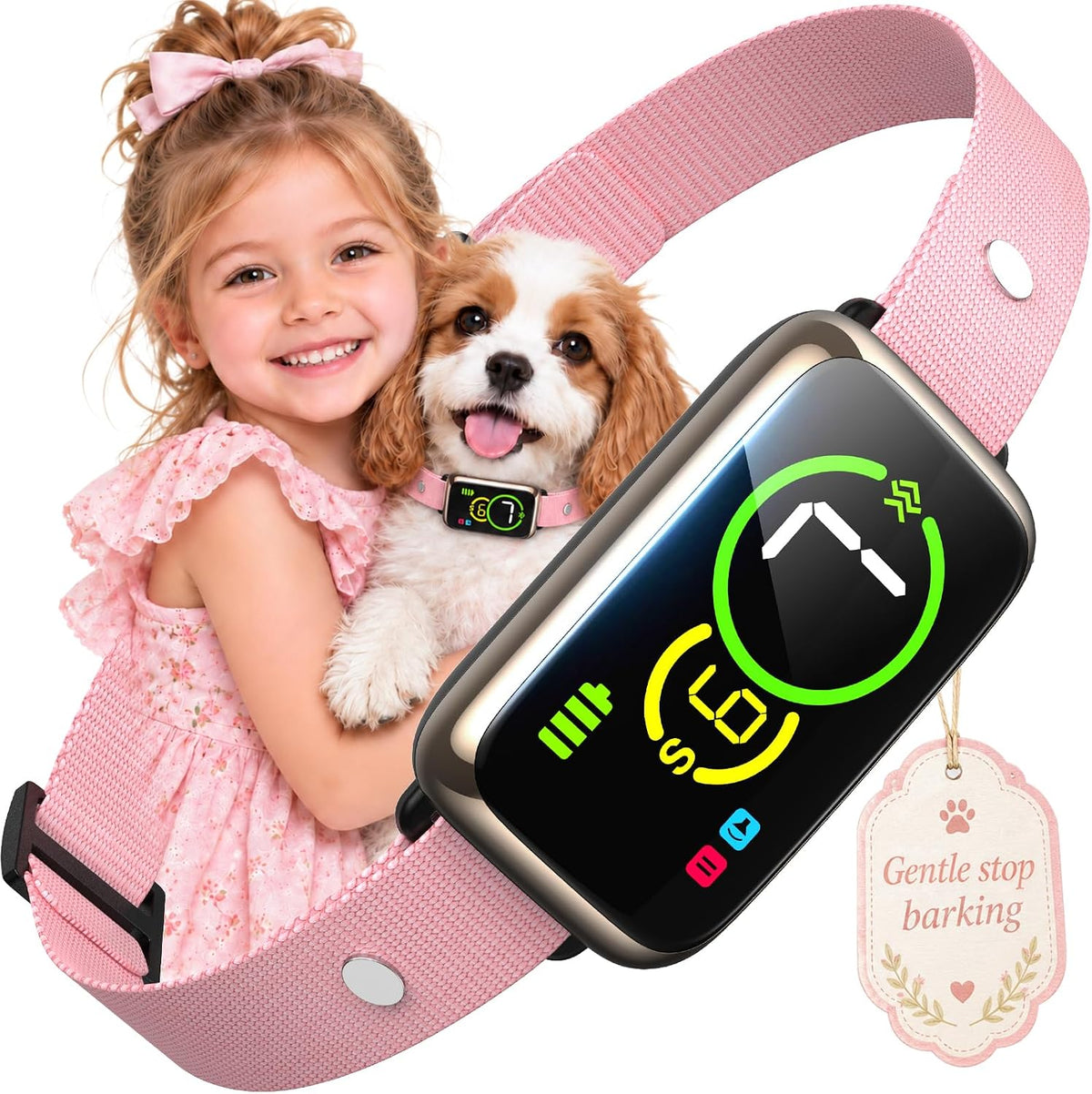 Smart Dog Bark Collar, AI Smart Detection anti Barking Collar with Beep & Vibration Training Modes, 7 Sensitivity Levels, Humane No Bark Collar for Small Medium Large Dogs, IP67 Waterproof