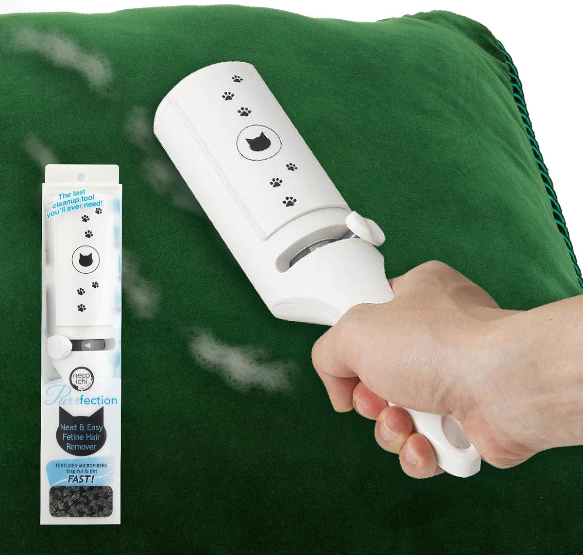 Necoichi Purrfection Neat & Easy Cat Hair Pet Hair Remover, Textured Microfibers Trap Fur & Lint Fast, Made in Japan