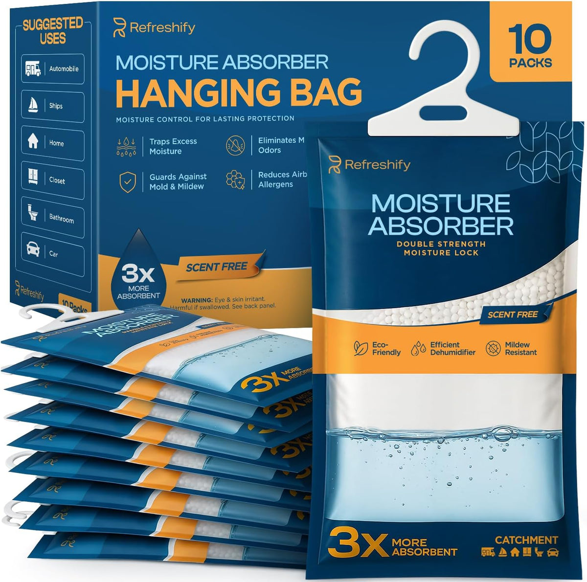 10 Pack Moisture Absorbers and Humidity Absorber Bags for Closet