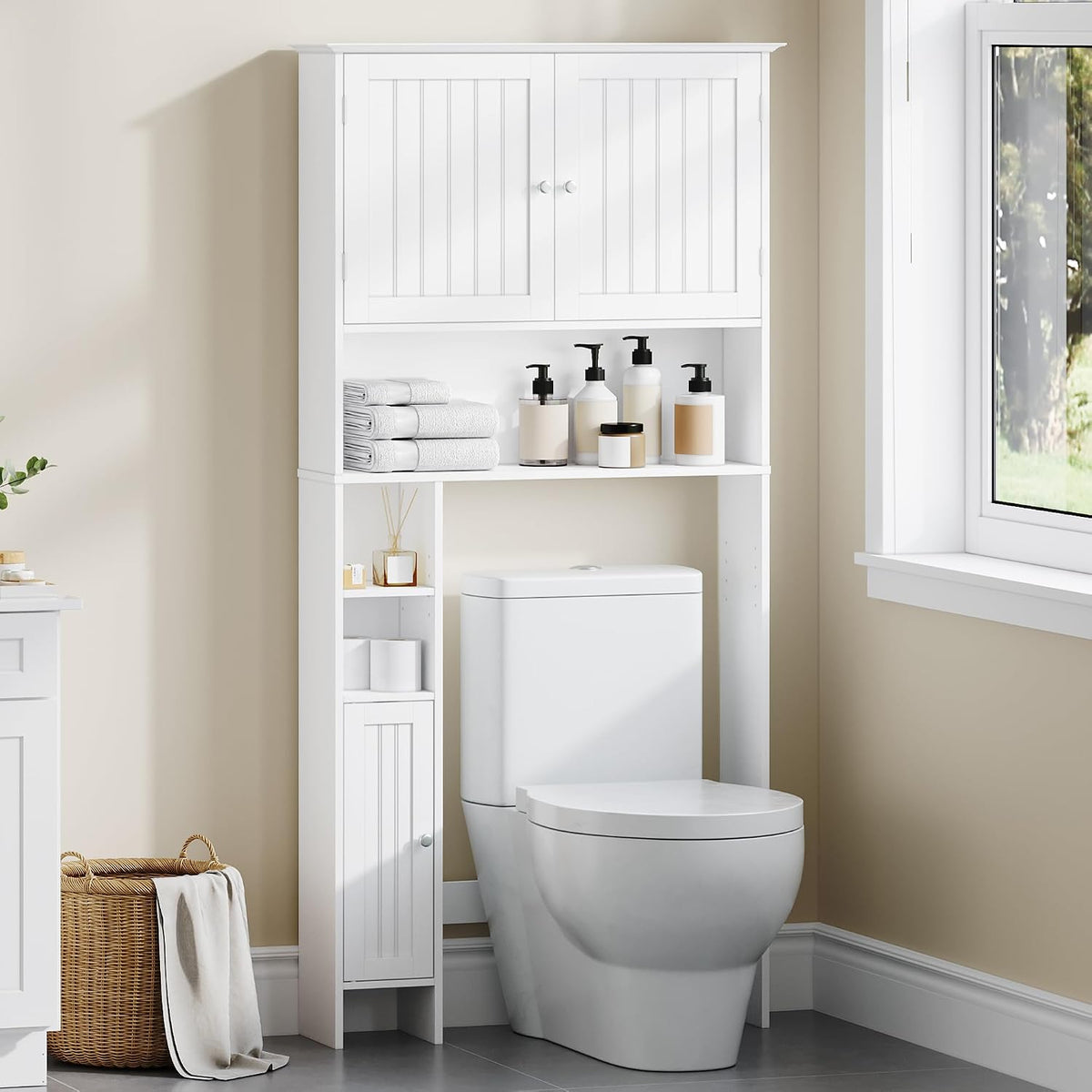 Choochoo Bathroom over the Toilet Storage Cabinet with Doors and Shelf