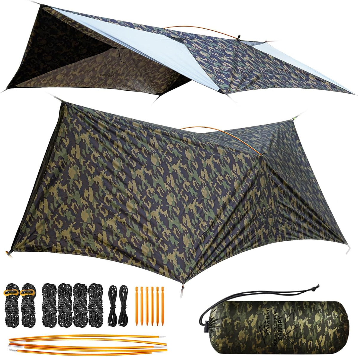 14Ft Hammock Rain Fly with Doors, Ultralight Waterproof Camping Tarp