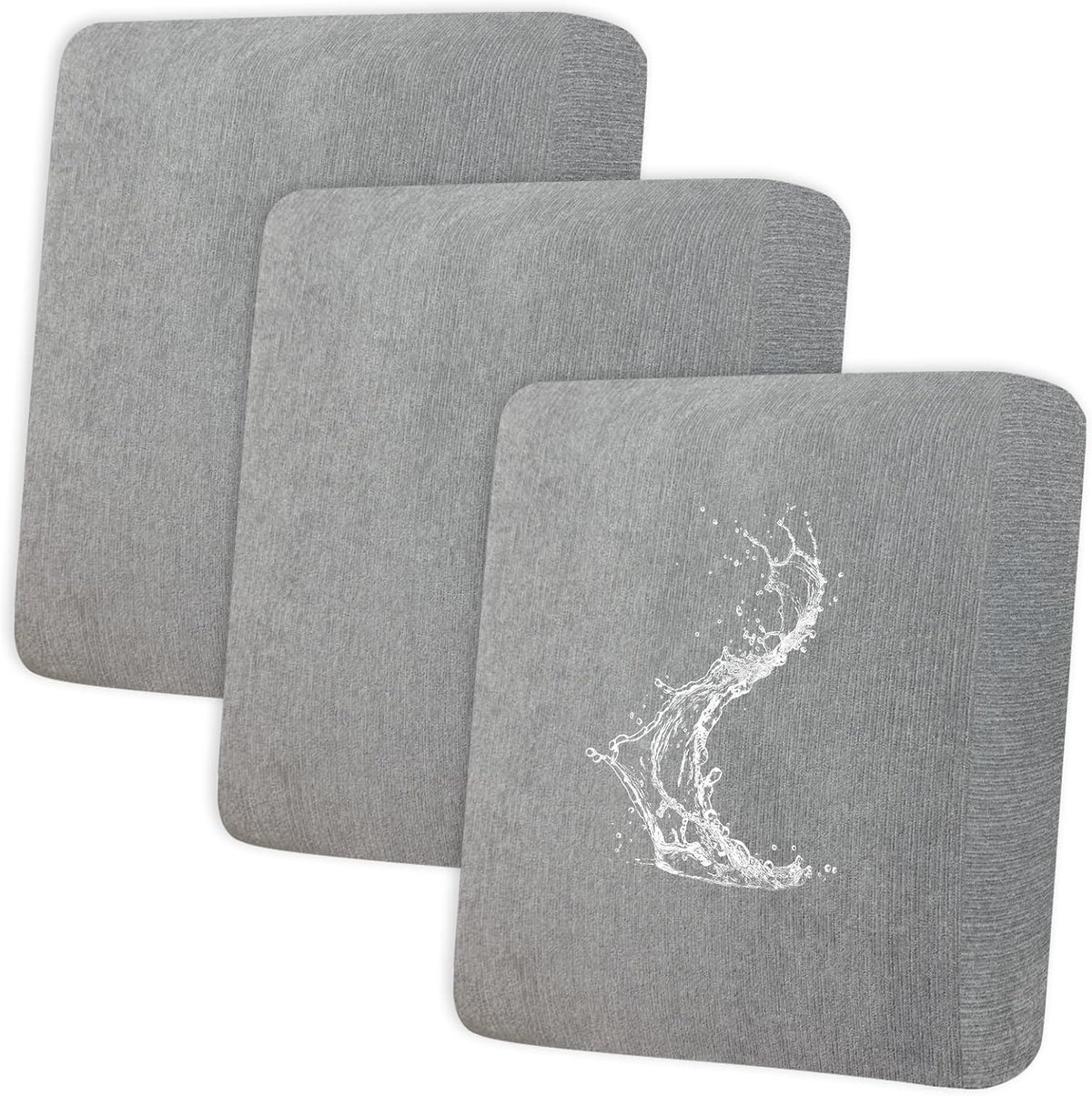 Waterproof Couch Cushion Covers - Stretch Washable Slipcover with Elastic Non-Slip Design, Furniture Protector for Pets,Kids (3 Cushion Sofa, Light Grey)