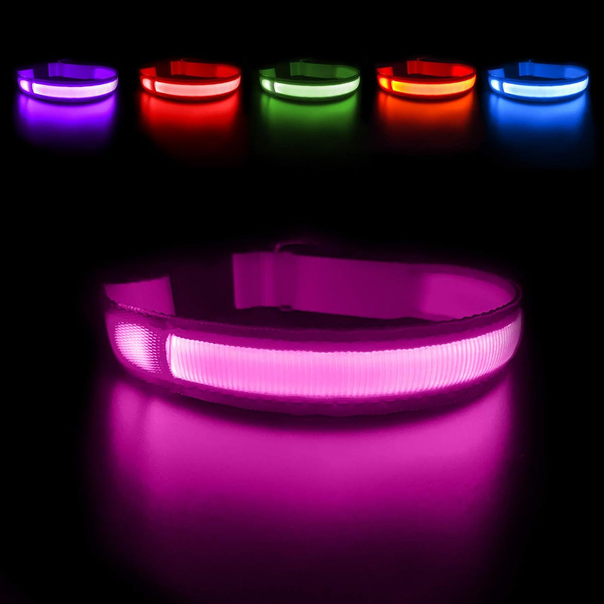 Light up Collar - Rechargeable LED Dog Collar for Night Walking, Flashing Light, Fits Small to Large Dogs