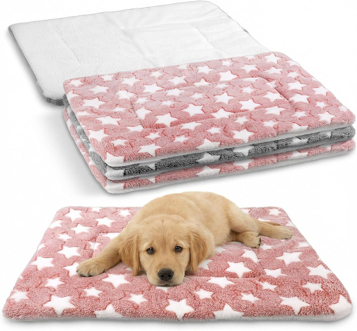 4 Pcs Washable Dog Bed Crate Mat Pad, Reversible Kennel Pad for Crate Pet, Replaceable Dog Cat Bed Guinea Pig Mats Ultra Soft for Small, Medium, Large Dogs Machine Washable 24X16 Inch