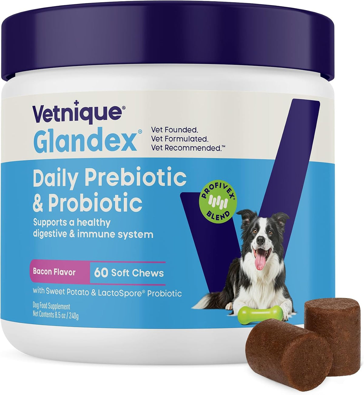 Vetnique Glandex Probiotics for Dogs 60Ct Soft Chews, Prebiotics & Enzymes