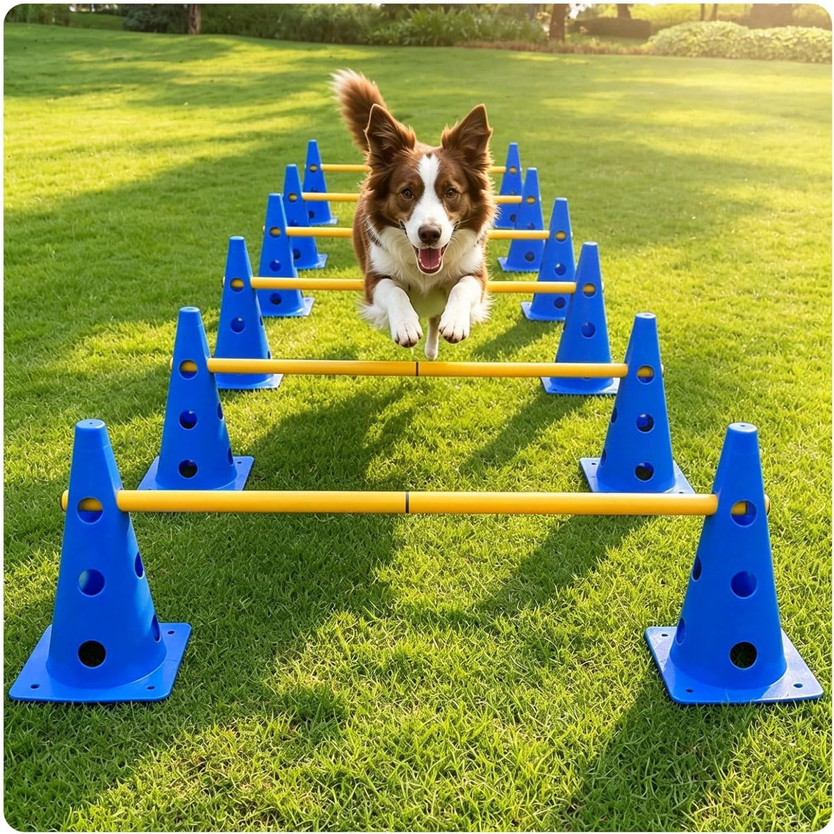 Dog Agility Hurdle Training Set,12 Cone Hurdle