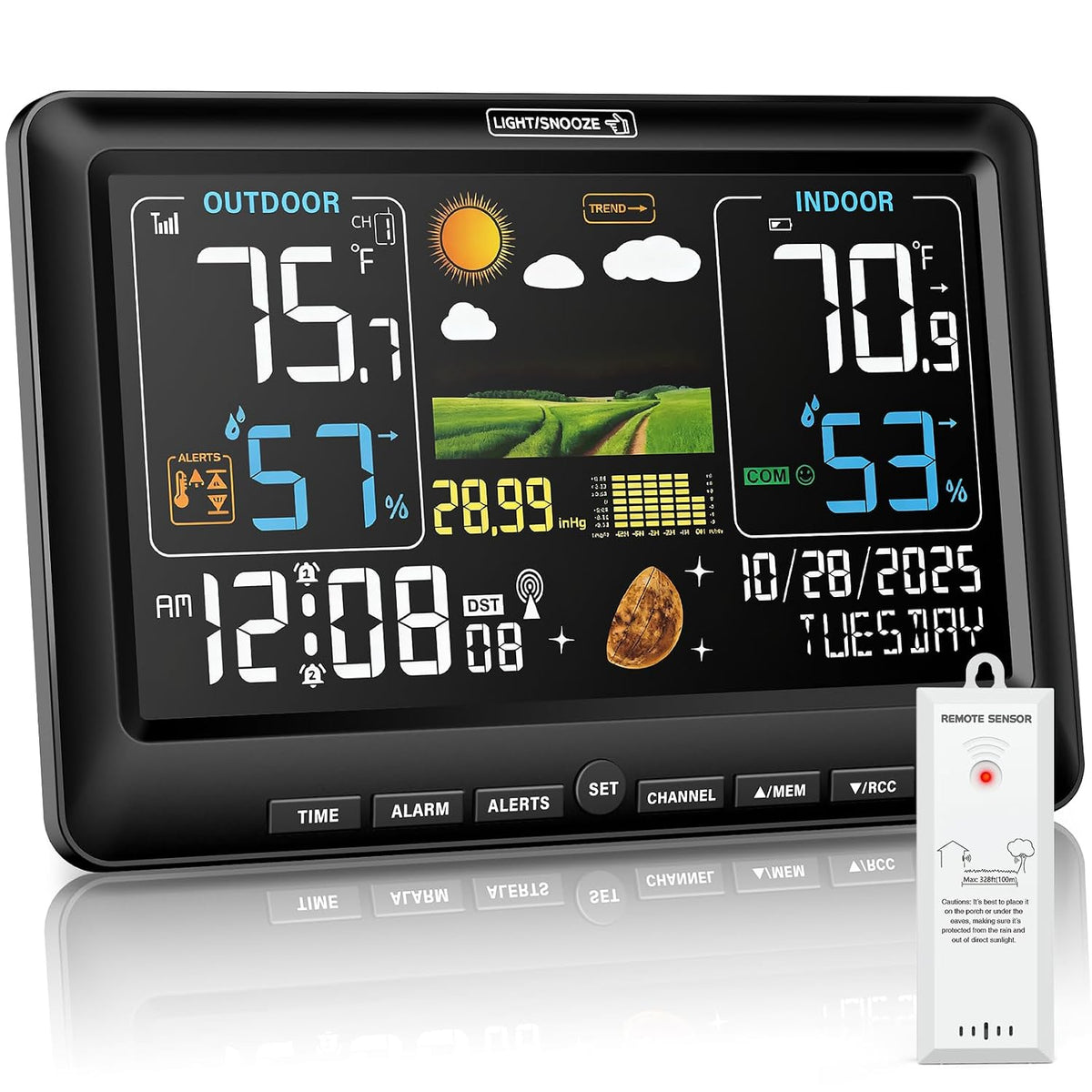 Bluson Weather Station Wireless Indoor Outdoor Thermometer, Atomic Clock