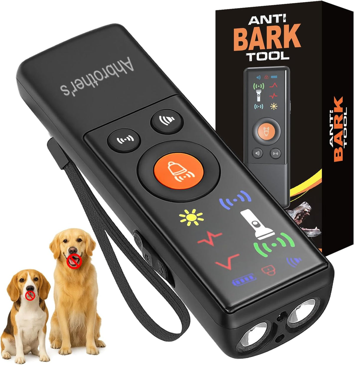 Ahbrother'S anti Barking Device for Dogs 2X Power, Dog Bark Deterrent Devices, Ultrasonic Dual Emitters, 4 Training Modes Barks No More Indoors Outdoors Behavior Correct Safe & Humane Rechargeable