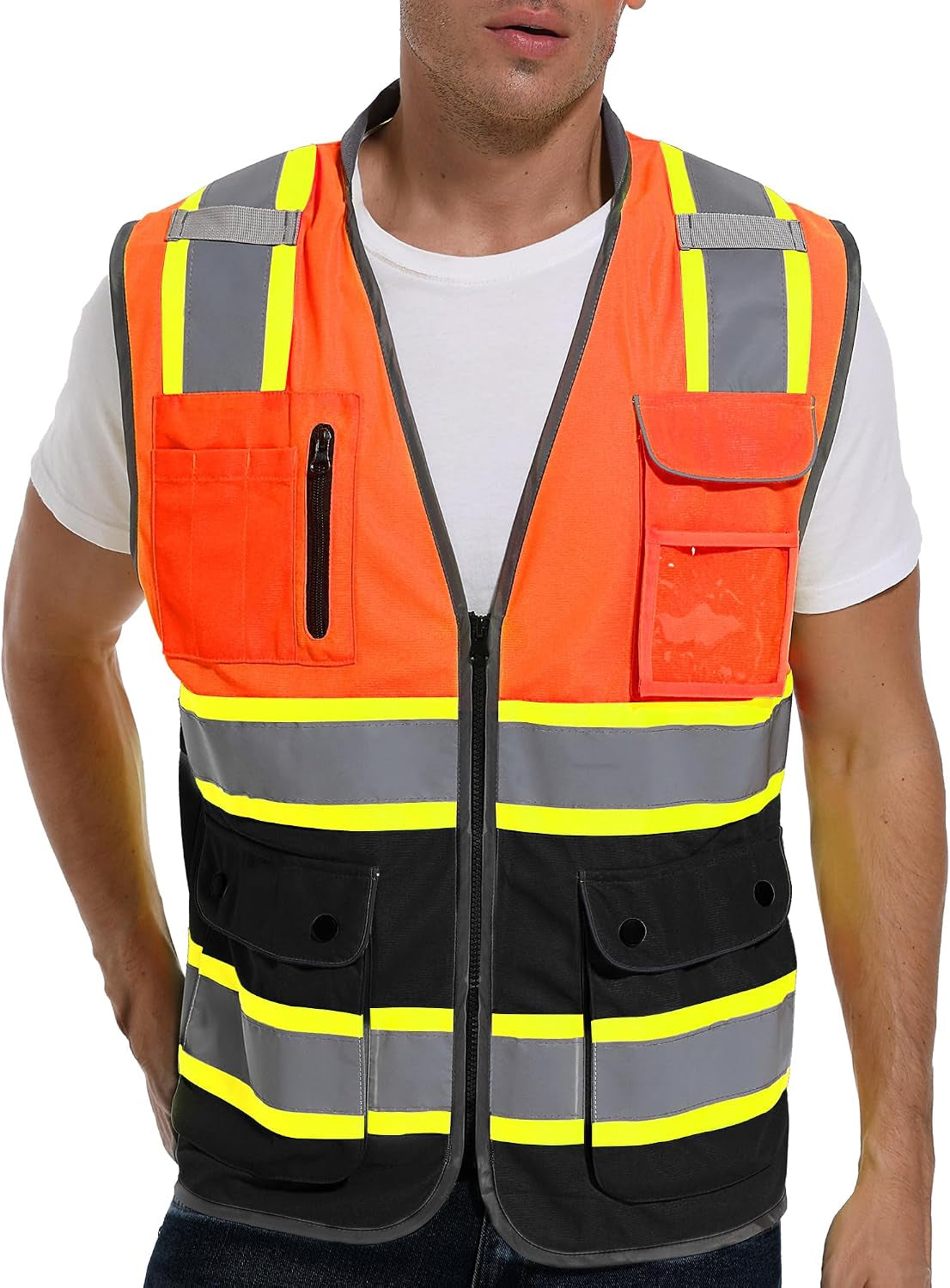 Arcridge Reflective Safety Vest for Men and Women - High Visibility Construction Vest - Dual Tone Reflective Strips